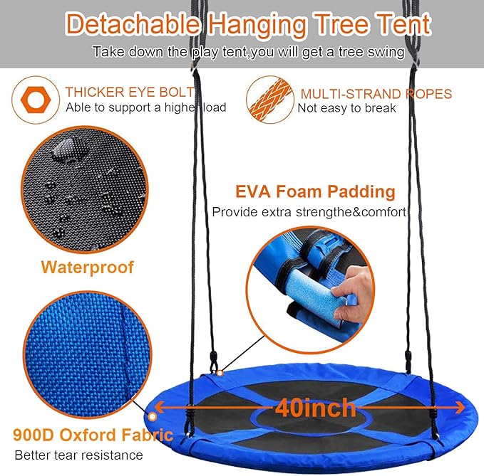 Hanging Tree Swing Tent Waterproof Backyard Hammock Chair Max Capacity 600lbs Detachable Play Tent Swing Play House Castle Nest Pod Indoor Outdoor Bedroom Ceiling Hanging Tent Camping Tree House