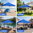 OLIXIS 10x10ft 1-Person Pop Up Canopy Tent, Heavy Duty One Push Setup Portable Outdoor Shelter for Beach Events Camping with Rolling Carry Bag, Navy Blue