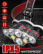 Victoper Rechargeable Headlamp 2 Pack, 8 LED 18000 High Lumen Bright Head Lamp with Red Light, Lightweight USB Head Light, 8 Mode Waterproof Head Flashlight for Outdoor Running Hunting Hiking Camping