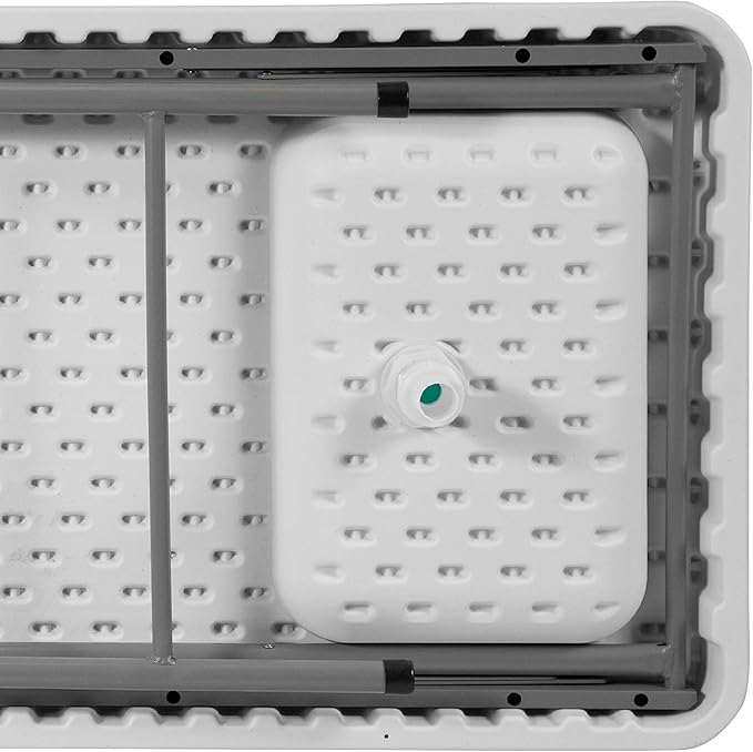 Flash Furniture Wesley 4' Portable Fish Cleaning Table with Sink, Outdoor Portable Folding Camping Sink Table with Faucet, and Hose Attachment, White
