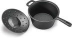 Commercial Chef 2-Qt. Saucepan with Lid, Pre-Seasoned Cast Iron, Integrated Handles, Works on All Cooktops Including Induction, Outdoor Skillet for Campfires or Grills, CHCI20