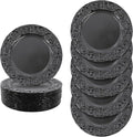 50 Pcs Black Charger Plates Bulk, 13" Round Dinner Charger Plates, Decorative Plastic Embossed Table Chargers for Wedding Holiday Party Baby Shower Event Decoration (Black)