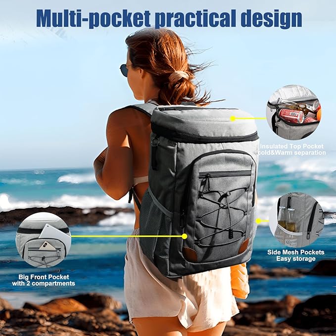 Backpack Cooler Insulated Leak Proof for Men Wowen 36 Cans Soft Cooler Backpack Insulated Waterproof Large Capacity Coolers Bag Portable for Lunch Camping Travel Picnic Hiking