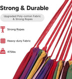 SUNCREAT Hammocks for Outside, Portable Heavy Duty Tree Hammock, Red Stripes