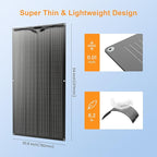 200 Watts Flexible Solar Panel, N Type Portable Bendable 24 Volts 10BB Mono Cell 25.3% Efficiency for RV Camping Home Boat Marine Curve Surface Black
