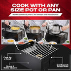Chef Master Butane Stove Cover - Universal Fit for Any Standard Size - Premium Black Steel Collapsible Camp Wind Guard - Camping Windscreen & Grill Wind Blocker Panel - Outdoor Cooking Accessory 90278