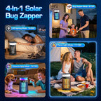 Solar Bug Zapper Outdoor, Waterproof Mosquito Zapper with RGB & Flame Light, 4200V Electric Bug Zapper Indoor, 4000mAh Rechargeable Mosquito Killer Fly Zapper Trap for Patio Backyard Kitchen Camping
