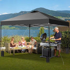 GDY 12x12 Pop Up Canopy Patio Carpas, One Push Set up with Central Lock Canopy with Wheeled Carry Bag, Included 4 Sandbaogs,8 Stakes and 4 Ropes, Black