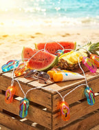 Multicolor Beach Flip Flop String Lights, 8.5Ft Beach Themed Outdoor Party Lights with 10 Multicolor Slipper Lights, Summer Ocean Decorations String Lights for Bedroom Camping Decks Party Lighting