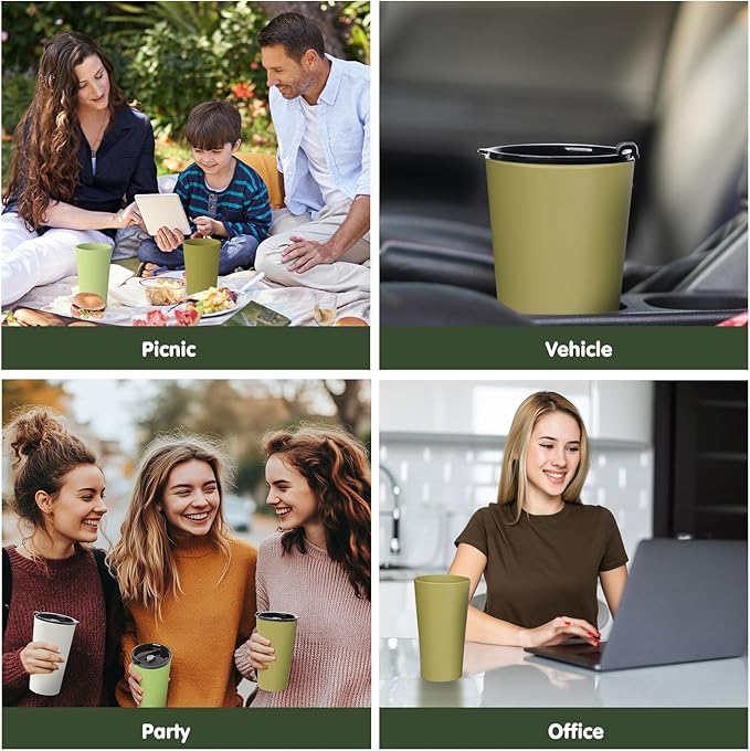 4 Pack Plastic Travel Coffee Mug Set, 20 oz Spill Proof Drinking Cups with Lids, Pobtable to Go Camping Coffee Tumbler Reusable Coffee Mugs with Lids, Dishwasher & Microwave Safe