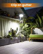 Clip On Solar Lights Outdoor, Motion Sensor Outdoor Lights, 92 LEDs 600LM Solar Fence Lights Outdoor Waterproof,Security Lights for Fence, Deck, Gutter (1, Clamp/Black/6000K)