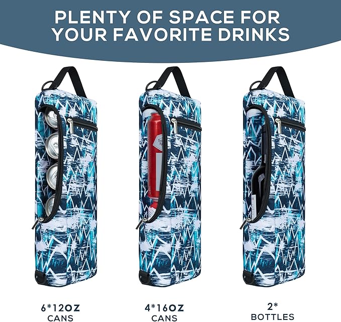 Golf Cooler Bag Plus Ice Pack Soft Sided Insulated Cooler Bag- Holds 6 Pack of Cans or 2 Wine Bottles - Grey Camo Golf Beer Sleeve Black Fits Discreetly in Golf Bags