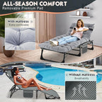 MOPHOTO Folding Lounge Chair 5-Position, Folding Cot, Portable Outdoor Chaise Lounge Chair for Sun Tanning, Perfect for Pool Beach Patio Sunbathing