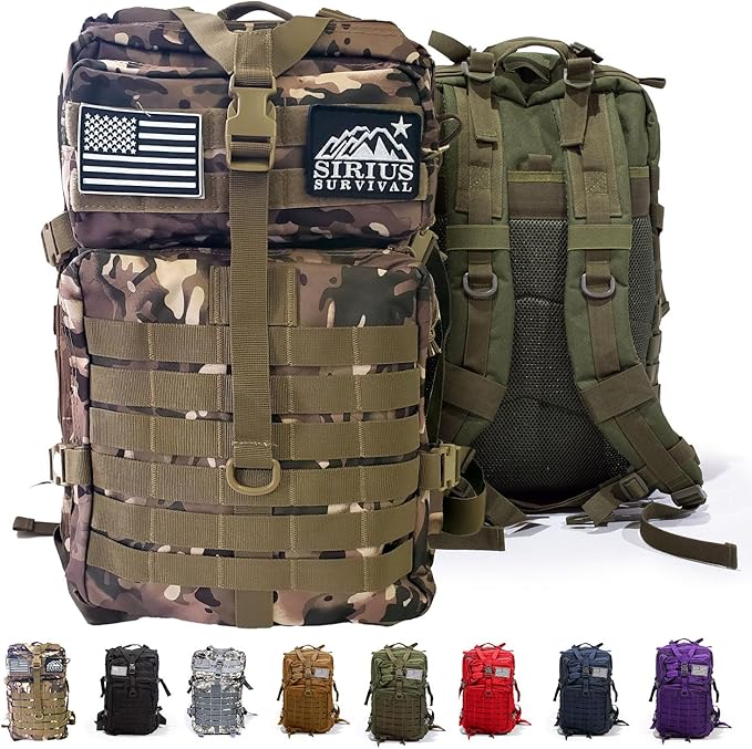 Bug Out Bag Backpack - 50L Tactical Backpack - Great for Survival Essentials (Red)