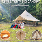 DANCHEL OUTDOOR B5PRO 4 Season Canvas Tent with Stove Jack Camping, Waterproof Bell Tent with AC Port Yurt All Year Living, Luxury Glamping for 4/6/8 Person Hunting Party, 13ft/16.4ft/20ft
