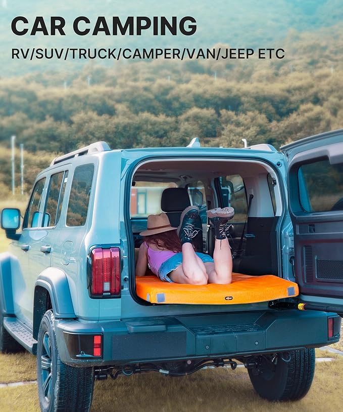 4 INCH Extra Thick Memory Foam Camping Mattress, 30D Foam Camp Pad for Car Tent Cot, Roll Up Mattress for Guests Sleepovers RV Truck Camper