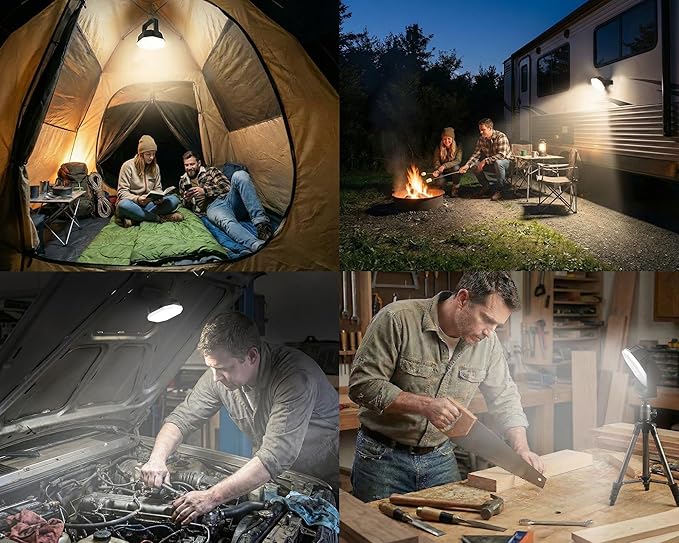 4000LM Camping Light Rechargeable, 3 Lighting Modes, 30W Portable Tent Light with Magnet, IP65 Waterproof Hanging Light for Camping, Hiking, Emergency, Hurricane, Power Outages (Black)