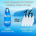 xcivi 8L Gravity Water Bag Compatible with Membrane Solutions Straw and Other Water Filter Straw, 8L Water Bag for Camping, Traveling, Backpacking, Hiking, Foldable & Hangable 2 Gal Bag