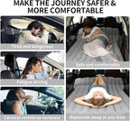 Car Air Mattress, Inflatable SUV Truck Camping Mattress for Back Seat, Thickened Travel Car Bed Sleeping Pad with Air Pump 2 Pillows (SUV-Grey, SUV Air Mattress)