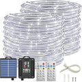 ICRGB Solar Rope Lights Outdoor, 132FT 400 LED Solar Rope Lights,IP67 Waterproof, 8 Modes, Outdoor Patio Porch Tree Wedding Christmas Pool Garden Decorative (Cool White)