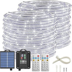 ICRGB Solar Rope Lights Outdoor, 132FT 400 LED Solar Rope Lights,IP67 Waterproof, 8 Modes, Outdoor Patio Porch Tree Wedding Christmas Pool Garden Decorative (Cool White)