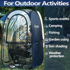 Sports Tent: Flycoop Portable Weather Pop Up Pod 1 Person to Provide Shelter from Wind Rain and Cold Weather Shelter for Outdoor Activities, Sports Events, Camping and Hiking
