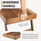 Extra Large Folding Bed Tray Table, 22’’ x 14’’ Acacia Wood Breakfast Tray, Food Serving Tray with Legs for Eating in Bed