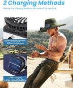 Solar Panel Powered Fan Built in Wide Brim Outdoor Fishing Hat USB Charging Men Ultralight Sun Bucket Mission Cooling Cap