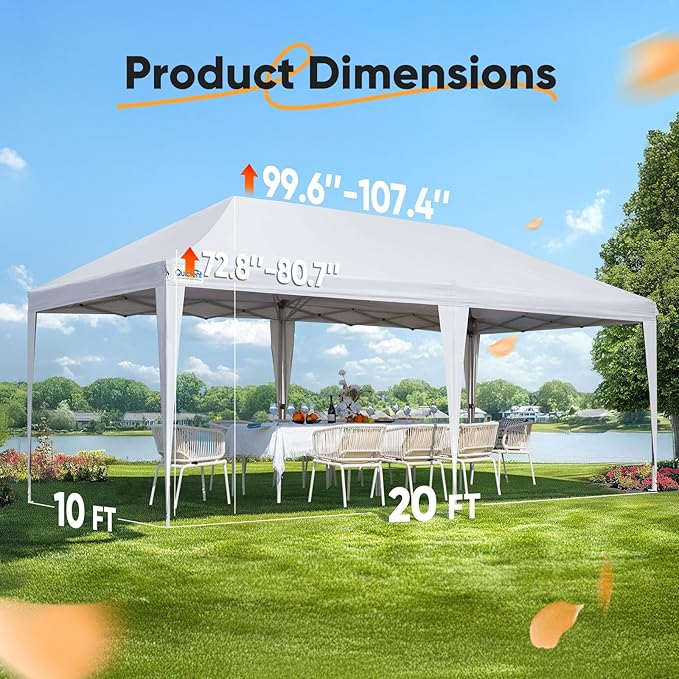 Quictent 10x20 Pop up Canopy with Sidewalls Easy up Canopy Tent Instant Shelter with Windows for Outdoor Event Party