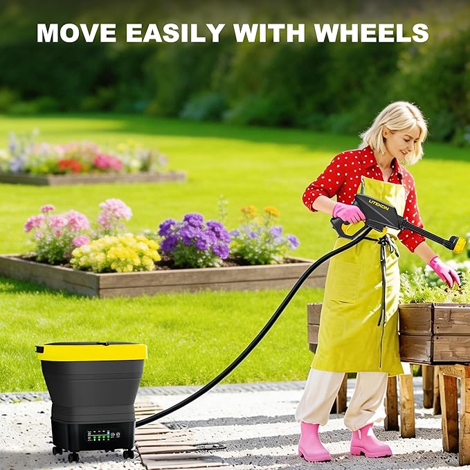 Portable Cordless Pressure Washer, Max 750PSI,2x5.0Ah Battery, 4 Adjustable Pressure Electric with 4.5Gal Tank 10FT Hose, 6-in-1 Nozzle for Car Washer,Patio,Camping