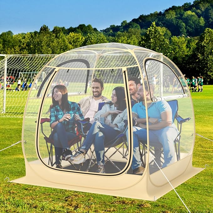 Goplus Sports Tent, Instant Pop up Weatherproof Shelter, Portable & Foldable Outdoor Clear View Bubble Tent w/Carrying Bag, Floor Mat, Watch Sports Events Camping