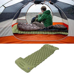 Camping Sleeping Pad Mat, Foot Press Inflatable Cushion Mattress, Sturdy 40D Nylon Fabric, TPU Laminate, for Tent Hiking Travel, Lightweight Compact, Easy to Store (Green)