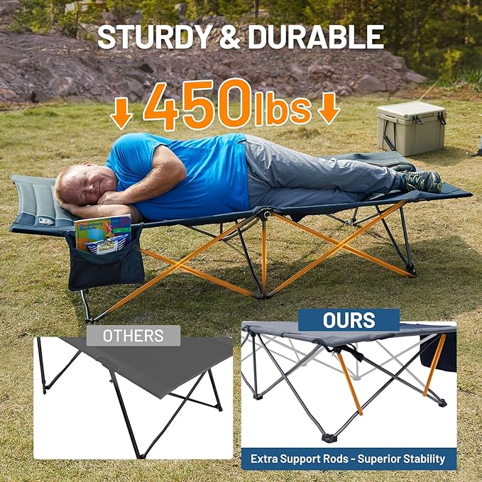 Timber Ridge 31.8" W Extra Wide Heavy Duty Camping Cot for Adult, Easy Set Up Oversized Sleeping Cot with Carry Bag for Camping, Travel and Outdoors, Support up to 450lbs