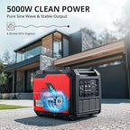Portable Inverter Generator 5000W with CO Sensor, Super Quiet Gas Generator with RV Ready 30A Outlet, Wheels Handle Kit, Parallel Capable for Home Backup Emergency Use Camping, EPA Compliant