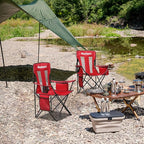 Nazhura 2 Pack Outdoor Camping Chairs Folding/Foldable/Portable with Cooler Pouch, Mesh Backrest and Cup Holder Pocket(Red, 2 Pack)