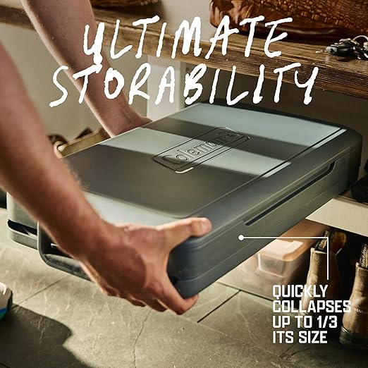 Coleman Snap 'N Go 35-Quart Collapsible Hard Cooler, Portable Hard-Sided Cooler with Waterproof Removable Liner, Spacing-Saving & Quick Set Up, 48 Hours Cold, Mussel Grey