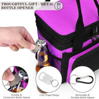 LOKASS Lunch Box for Women/Men-16L-Insulated Lunch Bag, Expandable Double-layer Leakproof Cooler Bag with Upgrade Adjustable Shoulder Strap Ideal for Work/Travel/Picnics（Hot Pink）
