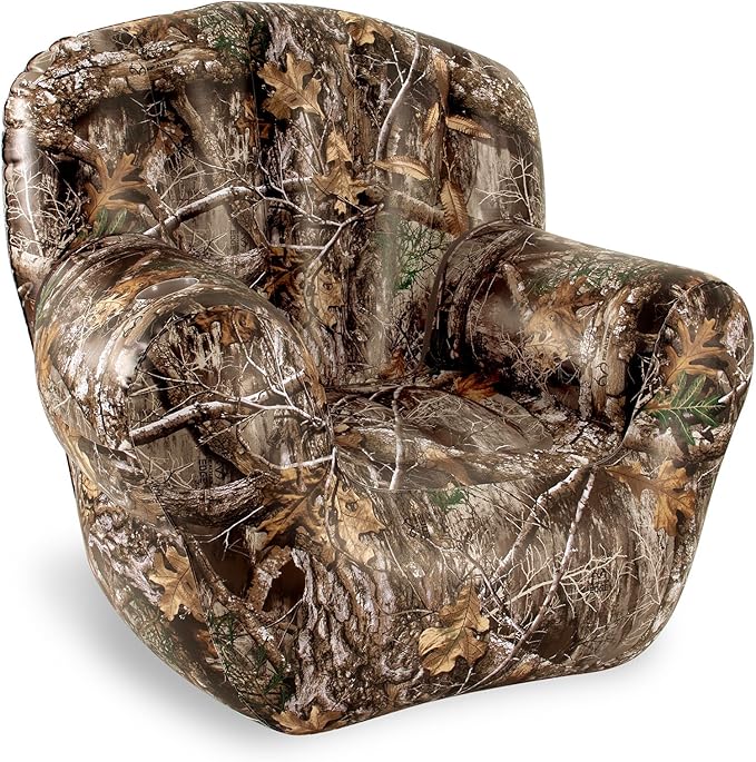 Air Candy Realtree® Camo Inflatable Outdoor Armchair – Heavy-Duty Puncture-Resistant Bottom – Ultra-Comfortable Camping, Tailgating & Outdoor Lounge Chair – Supports 250 lbs – Portable & Easy Inflate