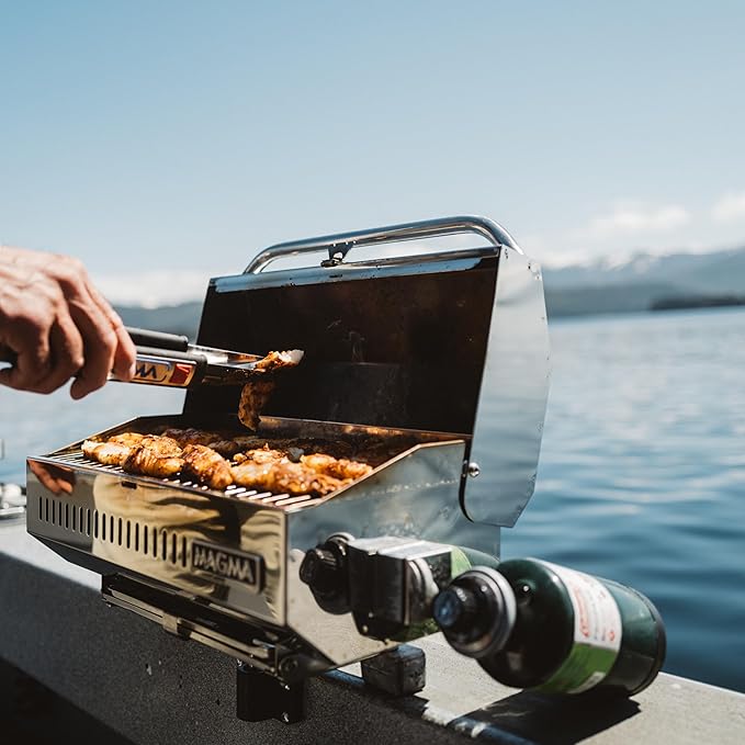 Magma A10-803 ChefsMate Gas Grill | Portable Stainless Steel BBQ | Ideal for Marine, RV, Camping & Outdoor Grilling