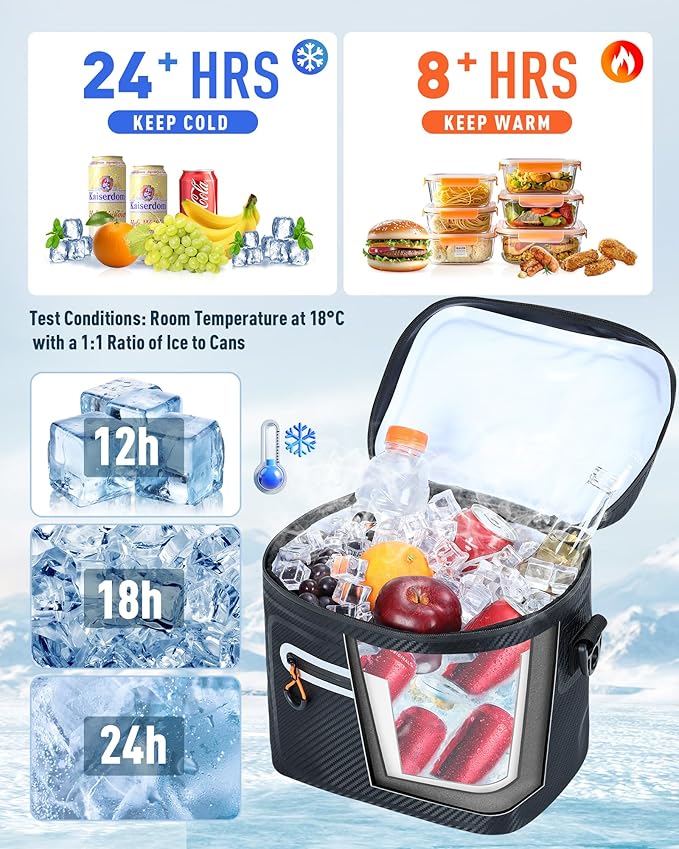 Soft-Sided Cooler Bag, 8/16 Can Insulated Lunch Box, Waterproof, Leak-Proof, Portable Lunch Bag for Work, Beach, Drink, Travel, Camping, Picnic, Gift