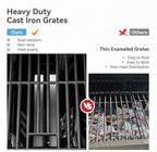 2 in 1 Propane Griddle Grill Combo, 6-Burner Propane Gas BBQ Grill with Porcelain-Enameled Cast Iron Grates & Plate, 42,000 BTU Combo Grill with Side Stove for Outdoor Cooking Camping Patio Backyard