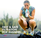 HydraPak UltraFlask+ 500ml - Filtered, Compressible Soft Flask Water Bottle for Hydration Vests and Running Packs with Integrated Water Filter (500ml / 17oz)