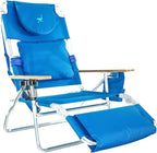 Ostrich Deluxe Padded 3-N-1 Outdoor Lounge Reclining Beach Chair, Blue (2 Pack)