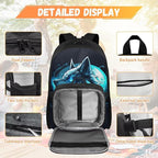 Wolf Backpack with Lunchbox Blue Bookbag for Men Large Capacity School Bag with Adjustable Shoulder Strap for Outdoor Travel Hiking Camping