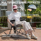 Timber Ridge 3-Level Adjustable Rocking Camping Chair, Padded High Back Outdoor Rocking Chair with Side Pocket, Portable Folding Rocker for Adults, Supports 300 LBS for Lawn, Patio, Porch