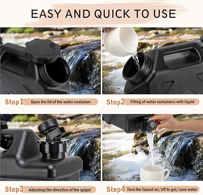Camping Water Jug, 2.6 Gallon, BPA Free, Leak-Proof, Rectangular, Portable, Reusable, For Camping, Hiking, BBQ, Picnic, Emergency