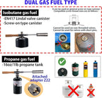 CAMPINGMOON Camping Grill Torch Dual Fuel Head Flame Adjustable for Charcoal Starter with Storage Case MT-3955/I-1010 (Propane + Isobutane)
