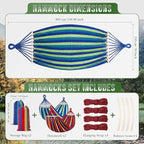 SATINIOR 2 Pack Canvas Portable Camping Hammocks for Outside, 660lb, Large 305 x 150 cm Metal Knot Hanging Hammock with 2 Carrying Bag 4 Tree Strap 4 Anti Roll Balance Beam for Patio Backyard Outdoor