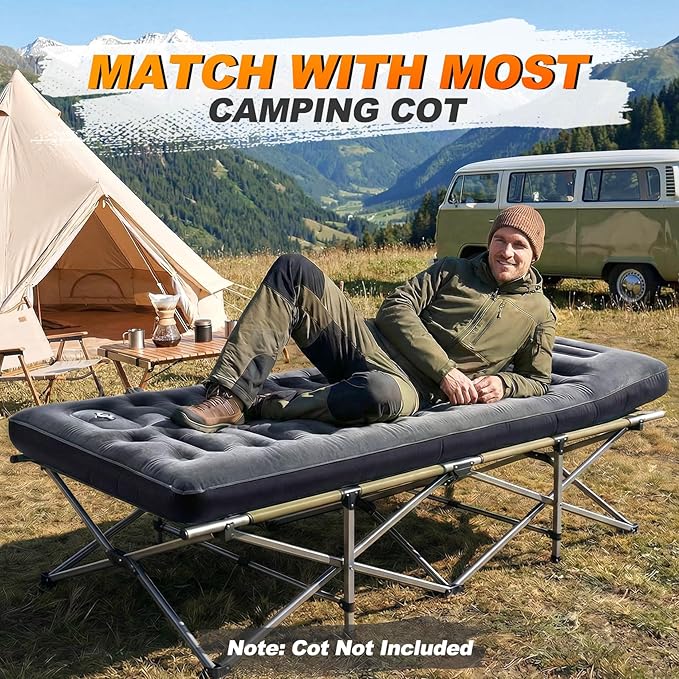 KASBAH Camping Sleeping Pad, 9.5R-Value Thick 6 inch Camping Mat with Pillow Built-in Foot Pump Inflatable Sleeping Pads Compact for Camping Backpacking Hiking Traveling