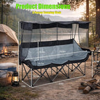 Oversized 3 Person Camping Chair with Canopy Shade Fully Padded Outdoor Folding Camping Chair Suitable For Outdoor Camping, Lawns, And Backyards Equipped With Cup Holders And A Portable Storage Bag